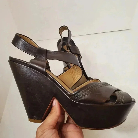 Chloé Chunky Brown Sandals Size 37 - Picture 1 of 9